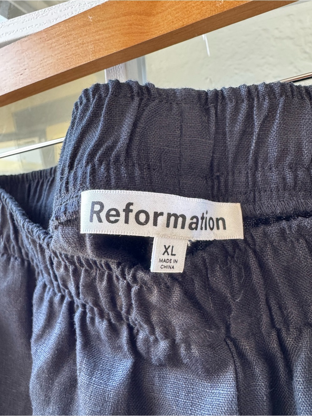 Reformation Black Linen Shorts